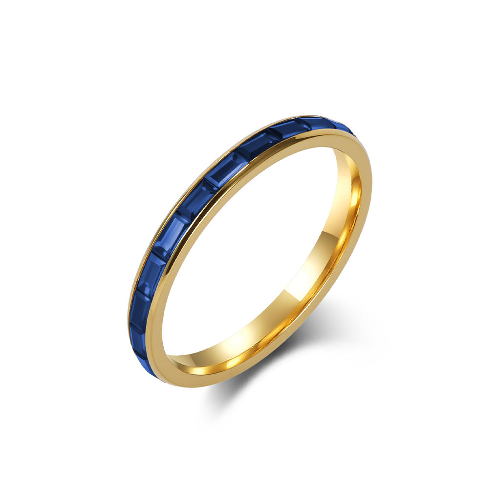 Wholesale  2mm Titanium Steel Diamond Ring